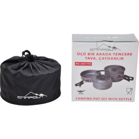 Campout Üçü Bir Arada Tencere Tava Çaydanlık