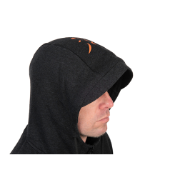 Fox Collection Lw Hoody Siyah & Turuncu İnce Fermuarlı Sweatshirt